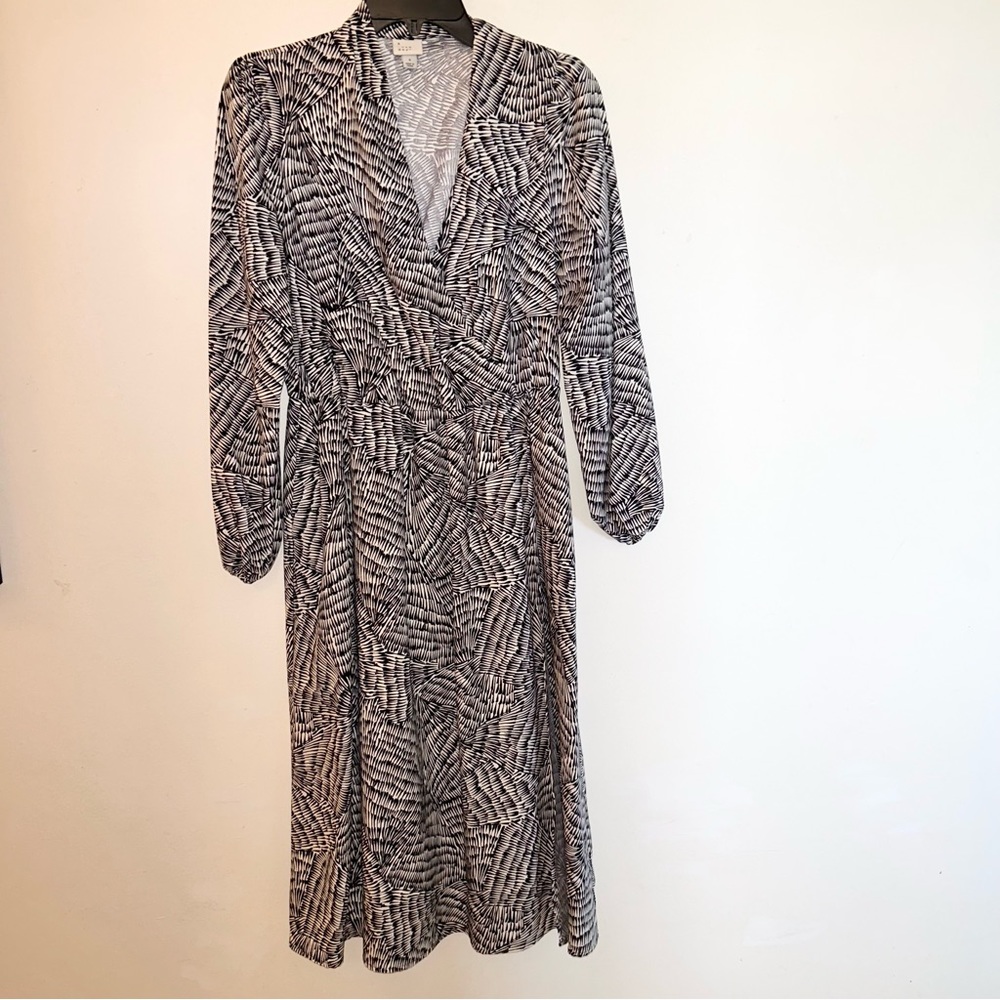A New Day - Womens Size: Small Black & White Long Sleeve Wrap Dress with Pockets